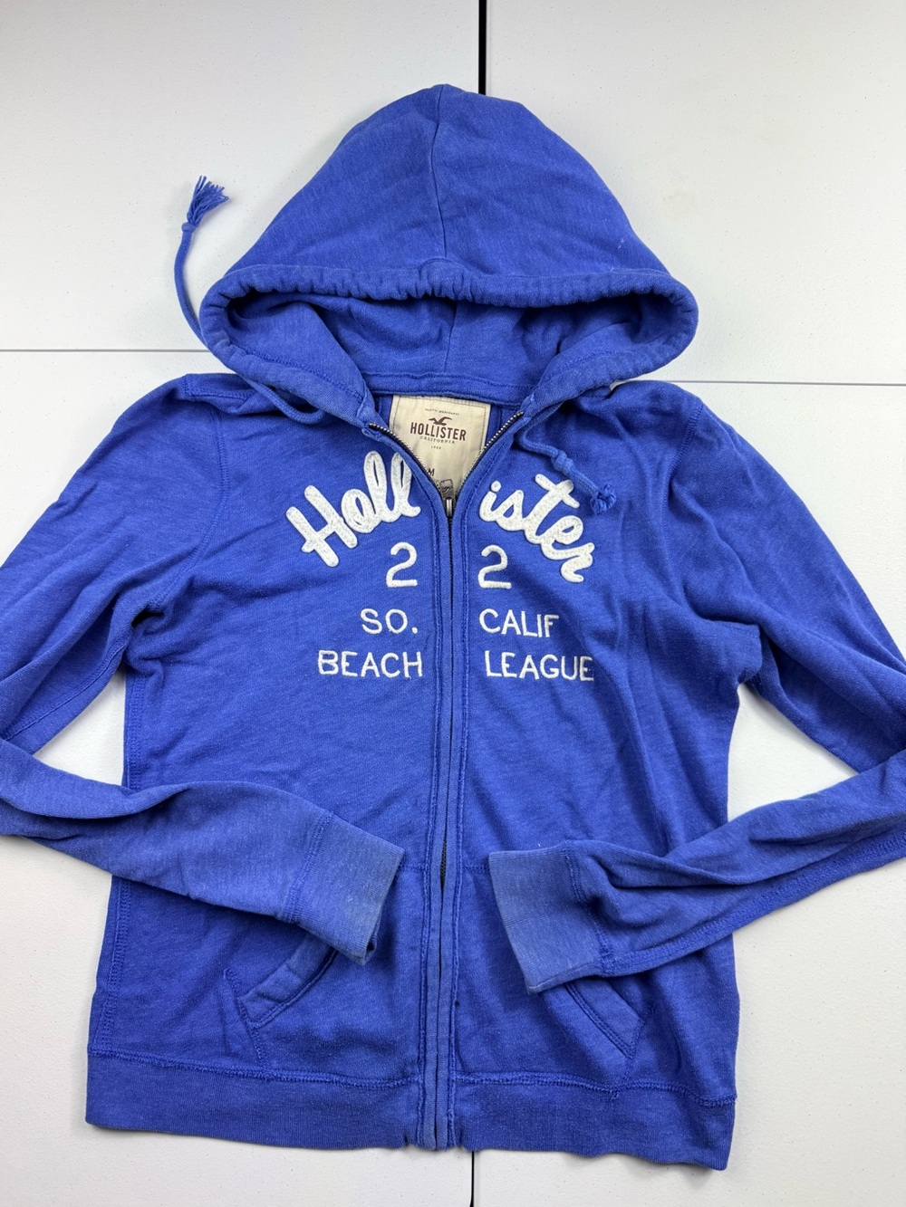 Hollister Royal Blue Full-Zip Hoodie with Script Logo